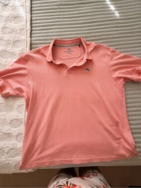 Men's orange and white striped Short-Sleeve Polo Shirt